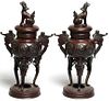 Pair of Chinese Bronzed Metal Incense Braziers