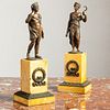 Pair of Charles X Bronze and Marble Figures, After the Antique, Possibly Italian