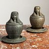 Pair of Egyptian Style Patinated-Metal Canopic Jars 