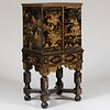 Fine Dutch Black Lacquer, Parcel-Gilt and Mother-of-Pearl Inlaid Chest on a Later Stand