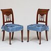 Pair of Directoire Carved Mahogany Chaises