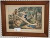 framed currier and ives litho "See-Saw" 