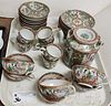 tray 34 pc rose medallion tea pot, 12- 5 1/2" diam, sasucers, 6 cups, 9- 4 1/2" diam saucers, 6 demi tasse cups