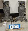 pr cast iron owl andirons by P.S.W. Co (no dogs) 