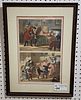 framed Harpers Weakly 1867 hand colored litho Santa Claus an early Christmas call 