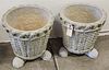 pr cast cement woven basket urns 