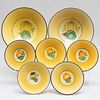 Set of Aluminia Royal Copenhagen Yellow Ground Porcelain Dishes