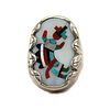 Zuni - Multi-Stone Inlay and Silver Ring with Rainbow God Design c. 1950s, size 11 (J90885B-0923-010)