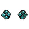 Navajo - Blue Gem Turquoise and Sterling Silver Screw-back Earrings c. 1940s, 0.75" x 0.75" (J90885B-0923-013)