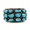 Navajo - Morenci Turquoise Cluster and Silver Bracelet c. 1950s, size 6.5 (J90885B-0923-014)