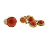 1960s 18k Gold Coral Ring Earrings Set