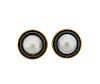 Acciaio Foro 18k Gold Pearl Onyx Button Earrings