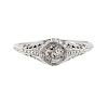 Art Deco Filigree 14k Gold Diamond Engagement Ring