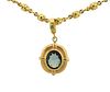 Loree Rodkin 18K Gold Blue Stone Intaglio Pendant Necklace