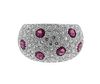 18K Gold Diamond Ruby Dome Band Ring
