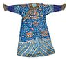 19th c. Chinese Silk Embroidered Dragon Robe