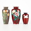Group of 3 Japanese Cloisonne Vases
