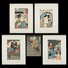 5 Japanese Woodblock Prints - Kunisada & Kuniyoshi
