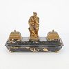 French Bronze & Marble Writing Desk Set