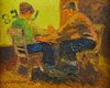 John Costigan Impasto Painting Impasto Men in Cafe