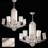 Marius Sabino, pair Art Deco pendant chandeliers