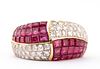 A Hammerman Brothers 18K Ruby and Diamond Bombe Ring