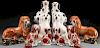 8 STAFFORDSHIRE SPANIELS AND LIONS