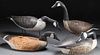 FOUR CARVED AND PAINTED WOOD GEESE DECOYS, 20TH C