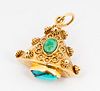 A 18K Gold and Turquoise Etruscan Revival Fob
