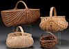 A COLLECTION OF FOUR WOVEN BASKETS, 20TH CENTURY