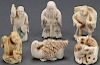 A COLLECTION OF SIX JAPANESE CARVED IVORY NETSUKE