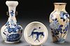 3 PC CHINESE BLUE & WHITE PORCELAIN