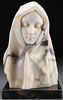 ITALIAN CARVED MARBLE & ALABASTER BUST OF VIRGIN