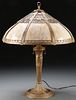 A MILLER SLAG GLASS TABLE LAMP, EARLY 20TH C