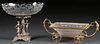 GERMAN ETCHED CRYSTAL & SILVER COMPOTE
