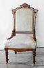 ANTIQUE VICTORIAN CARVED WALNUT SIDE CHAIR