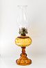  AMBER KEROSENE GLASS OIL LAMP