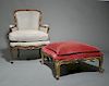 Period French LouisXV Bergere and Ottoman