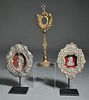 Pair of Spanish SP Devotionals & Jeweled Reliquary