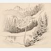  Thomas Hart Benton "Mountain Pool" Ink and Graphite (ca. 1963)