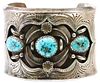 NATIVE AMERICAN SILVER & TURQUOISE SHADOWBOX CUFF