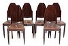(6) FRENCH ART DECO LEATHER UPHOLSTERED CHAIRS