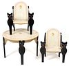 AMERICAN FOLK ART BLACK CAT CHILD'S TABLE AND TWO CHAIRS