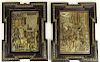 Pair of 19/20th century Renaissance style polychrome relief plaques, possibly white metal or lead