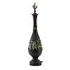 Antique Japanese Bronze Champleve Long Neck Vase Mounted as Lamp