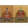 Pair of 20th Century Chinese Emperor and Empress Silk Paintings