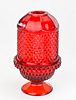 VIKING GLASS AMBERINA DIAMOND POINT FAIRY LAMP