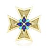 Vintage Lapis Lazuli Turquoise and Diamond Maltese Cross Pendant