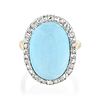 Vintage Turquoise and Diamond Ring, French