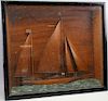 Carved Wooden Half Hull Racing Yacht